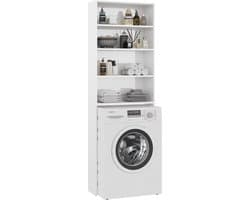 Wasmachine ombouw - Kast - Opbouwmeubel - Verhoger - Wasmachine meubel - Opbergkast - Hout - Hoogglans Wit