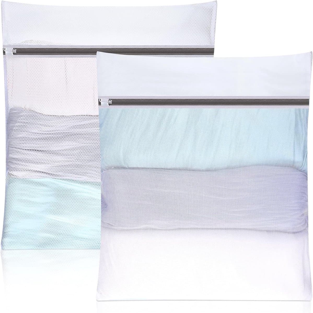 2 stuks wasnet voor wasmachine, 50 x 60 cm, waszak, waszak met ritssluiting, voor overhemden, truien, mantels, jeans, ondergoed, babykleding — afbeelding 1
