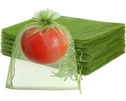 Fruitzakken - Beschermzakken - Voor het beschermen van gewassen - Herbruikbaar - met trekkoord - 100 stuks - 15x20cm - Groen