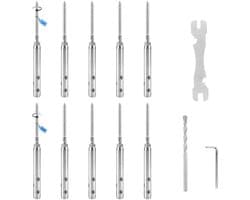 SUPAWAY Kabelspanner, T316, roestvrij staal, kabelspanner, installatie, robuuste draadspannerset voor 3 mm hekdraad - ShopVlot