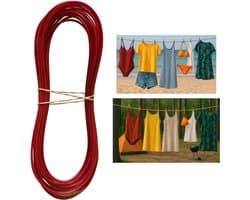 Waslijn 2 mm - extra sterk, met stalen kern en pvc-ommanteling - rood, 2000 cm - voor huis, tuin en camping