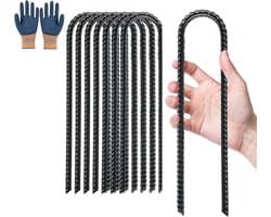 SnelShoppen - Pack van 8 U-vormige grondspikes 30 cm voor tenten, trampolines, schuttingen en luifels, roestvrij staal, duurzaam en weerbestendig voor