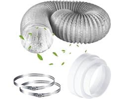 Afvoerslang Airco 150 mm x 2 m PVC verlenging - aluminium flexibele buis - roestvrijstalen klem - verloopstuk 120-160 mm - airconditioning wasdroger afzuigkap Afvoerslang Airco