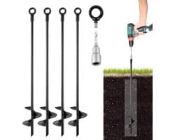 SnelShoppen - Set van 4 Grondankers, 38,5 cm, Swingankers, Ankerpalen, Trampoline-bevestiging voor Grond, Tentankers voor Tenten, Schommels, Zonnesche