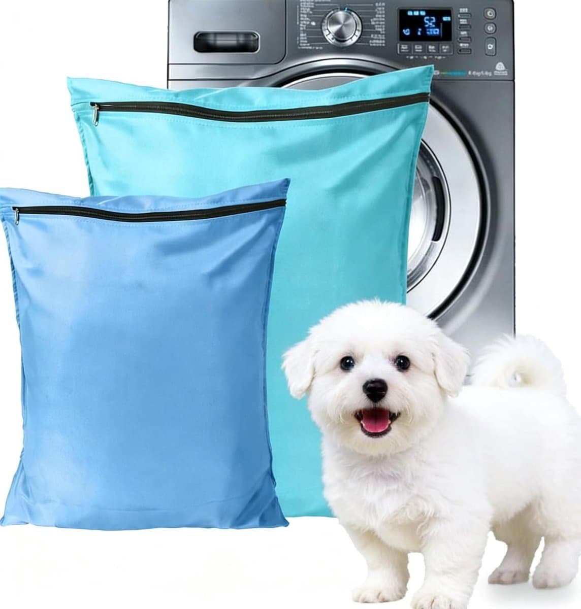 Waszak voor Huisdieren - Lichtblauw - 70 x 80 cm en 55 x 60 cm - Duurzaam Polyester met Ritssluiting - Voor Honden en Katten — afbeelding 1