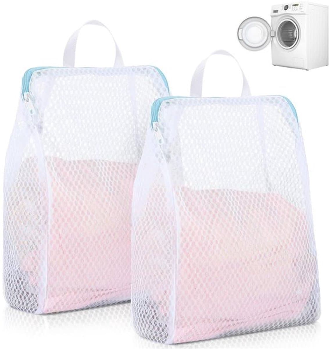 2 stuks wasnetten groot (wit) - Herbruikbare wasnetten met premium ritssluiting beschermen bh's, zijden blouses & delicatesse (50x60cm) — afbeelding 1