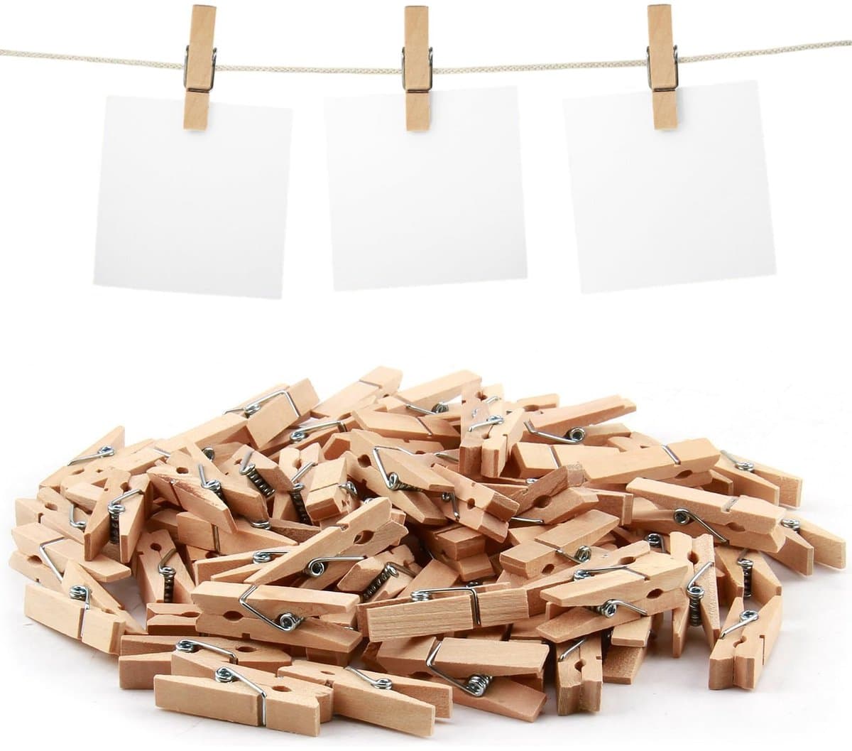 Dailygoods- Mini Wasknijpers 80 Stuks - Duurzaam Hout - Knutselwerk - Fotohouder - Decoraties - Milieuvriendelijk - Klemmen — afbeelding 1