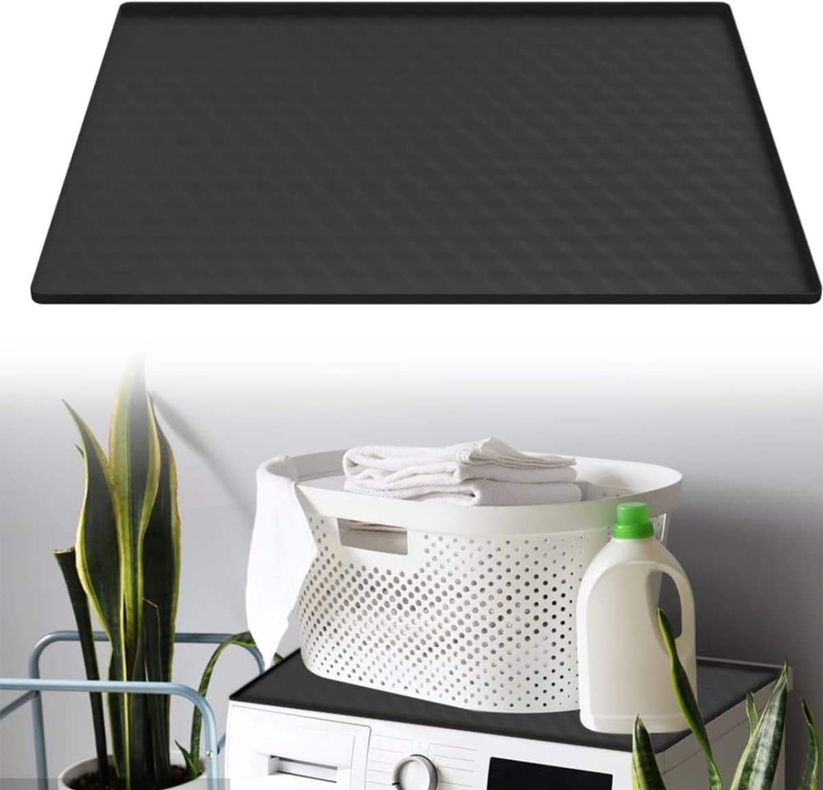 QORA® Lekbak Wasmachine - Lekbak - Anti Trillingsmat Wasmachine - Lekbak Wasmachine 60x60 x - Lekbak Wasmachine Universeel - Zwart - 60cm x 60cm x 2cm — afbeelding 1