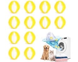 Herbruikbare Anti-Pluisballetjes 12 Stuks - Geel-Wit - Voor Het Verwijderen Van Dierenharen - ShopVlot