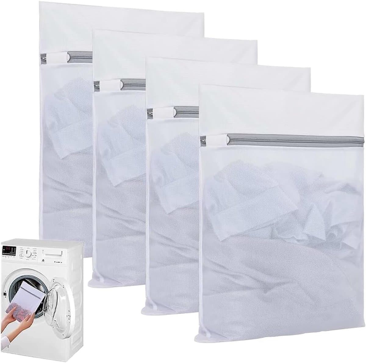 4 pieces laundry nets, laundry bag, laundry bag with zip, large laundry bag to prevent deformation and folding of - ShopVlot — afbeelding 1