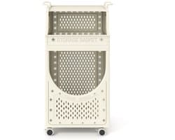 SureDeal® - Wasmand - Traps Waskar Opvouwbare - Vergrendelbare Wielen Mand - 40x30x78 cm - Beige