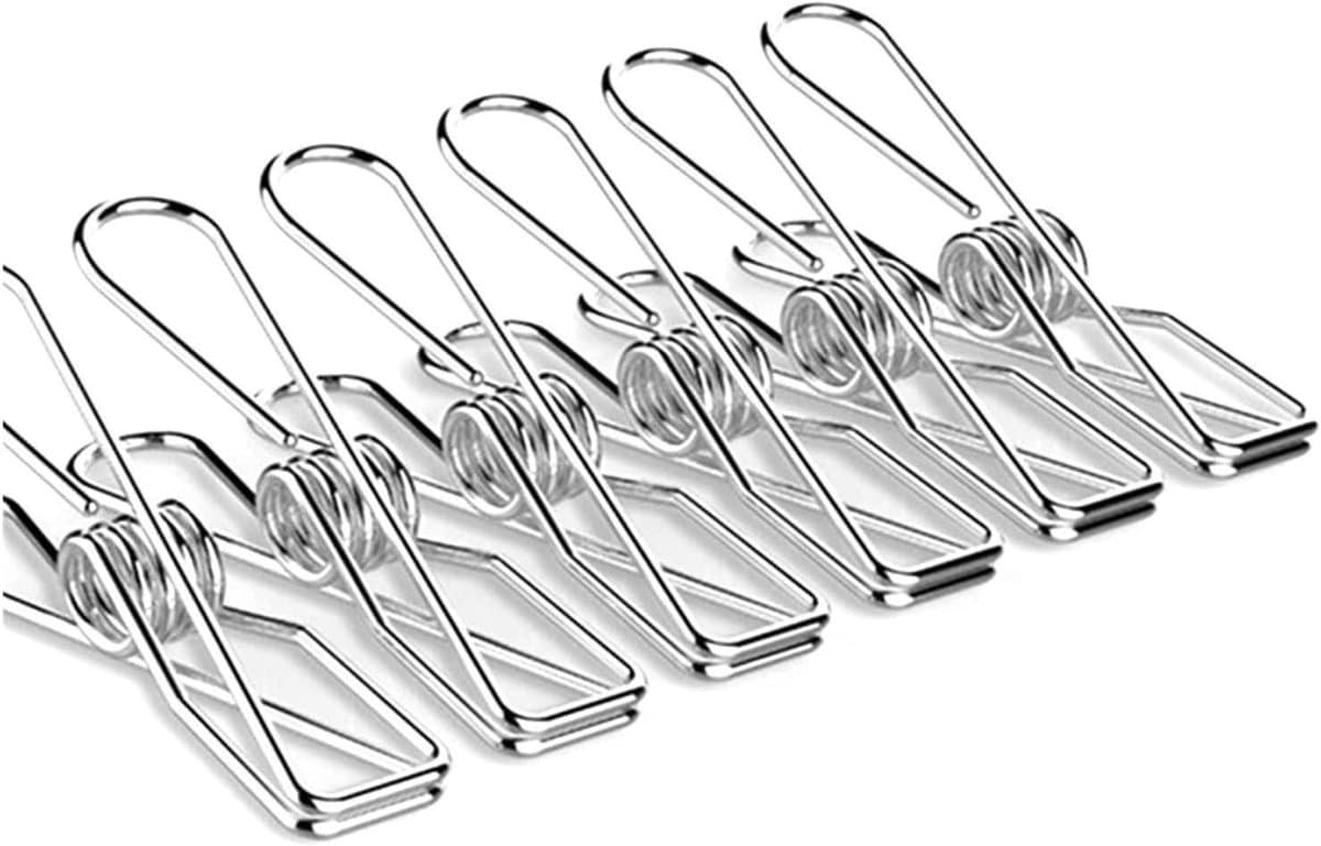 Metalen Kledingclips - Wasknijpers - Kleding Ophangen - Roestvrij Staal - 20 Stuks - Zilverkleurig — afbeelding 1