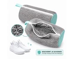 Tomec® Schoenenwaszak Set van 2 Stuks – 2-Delige Waszak Schoenen met Rits – Wasmachine Wasnet voor Schoenen & Sneakers – Aan Schoenvorm Aangepast Ontwerp – 360° Uitgebreide Reiniging