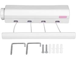 Cosensi - Dailygoody - Waslijn Compact - Automatische Intrekbare Waslijn - Wanddroger voor Binnen Buiten - Wit - Uitschuifbaar - 4 Lijnen - Handig voor Thuis