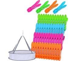 48 Stuks Kledingknijpers met Tas - Winddichte Plastic Kledingknijpers voor Waslijnen en Hangers, Duurzaam en Handig