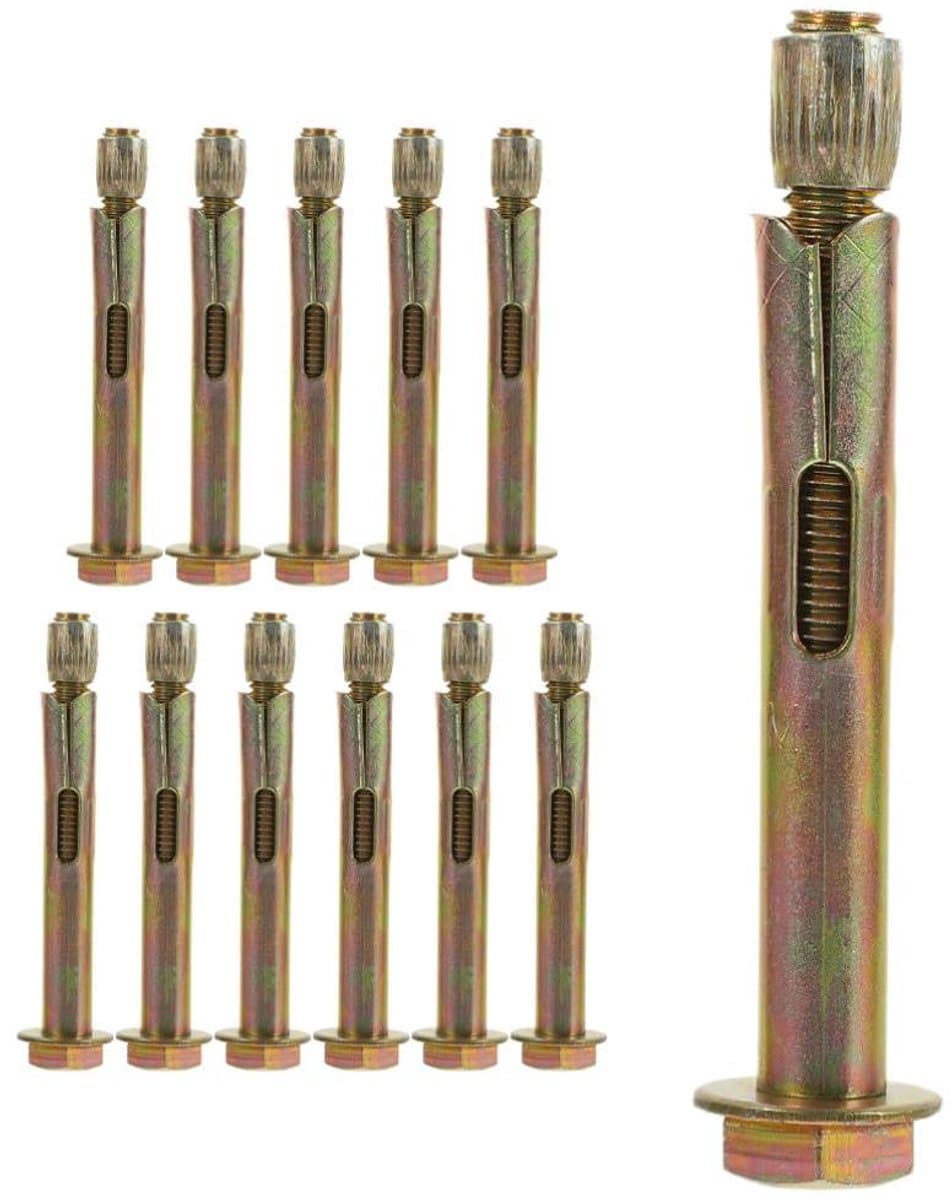 Wandankers - Expansiebouten - Zware Objecten Bevestigen - Robuust Carbon Staal - M8 x 80mm - Goud — afbeelding 1