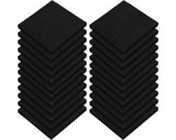 24 Stuks Rectangulaire Compostbin Filters van 12x12cm, 1cm Dikke Actieve Koolstof Geurfilter, Vervangingsfilters voor Keukencompostbakken, Zwart en Duurzaam