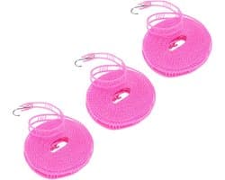 Waslijn Set - Kleding Touw - Kleding Drogen - Winddicht Roosterontwerp - 3 x 5 meter - Roze