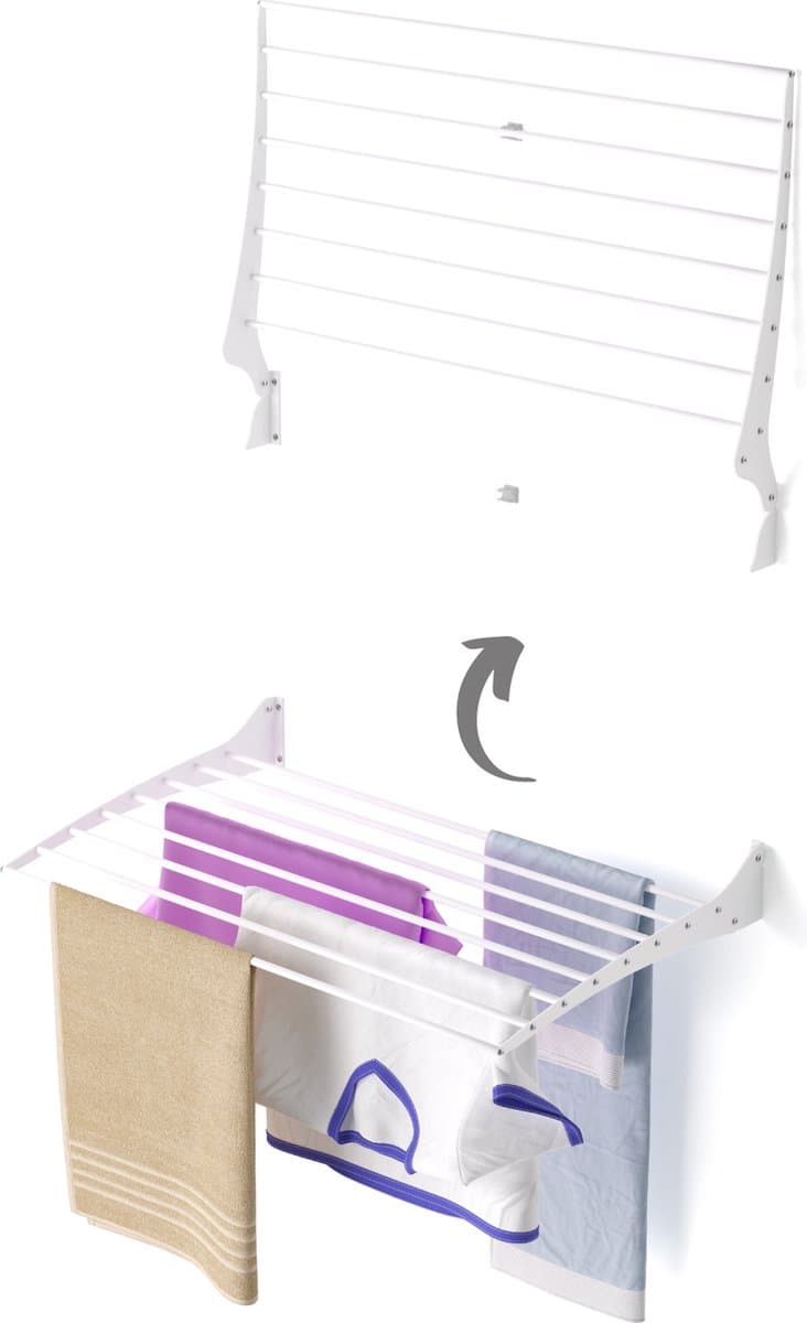 Foxydry Fold 82 cm white wasdroogrek wandmontage clicksysteem - 82 x 50 x 10 cm — afbeelding 1