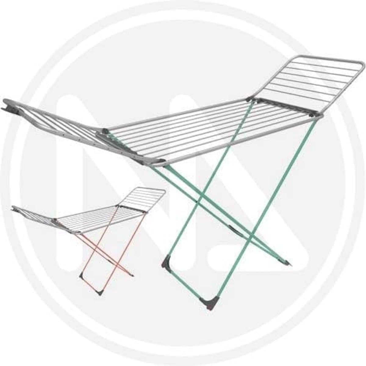 Borealis Droogrek Aluminium Poten Gekleurde Lak Glitterlook Roze-Groen Rollen Vleugelblok 20m Wasrek - Made in Italy - Afmetingen Open — afbeelding 1
