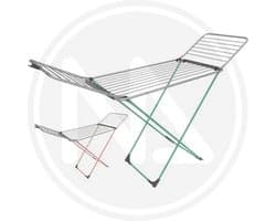 Borealis Droogrek Aluminium Poten Gekleurde Lak Glitterlook Roze-Groen Rollen Vleugelblok 20m Wasrek - Made in Italy - Afmetingen Open