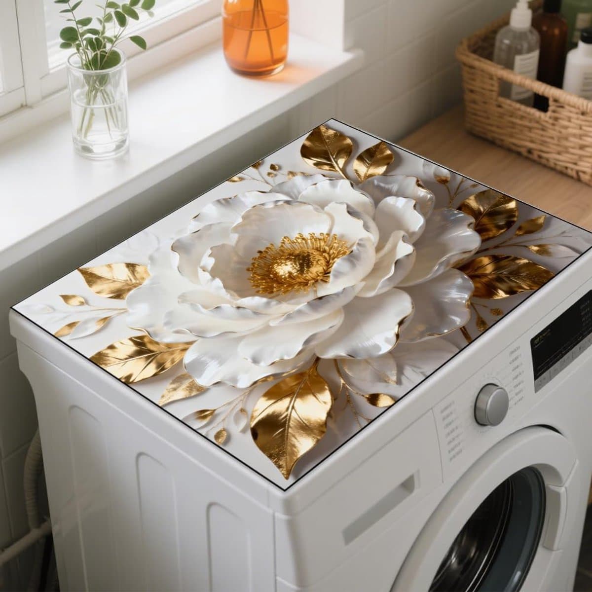 Beschermingsmat Wasdroger - Stofvrije Mat - Woonkamer Inrichting - Antislip Onderkant - 60 x 50 cm - Wit Goud — afbeelding 1