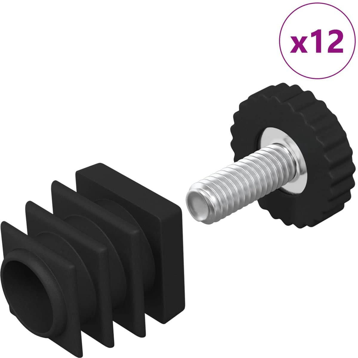 vidaXL - Meubelvoetjes - Verstelbaar - 12 - st - Zwart - M6 - PP — afbeelding 1