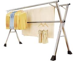 Droogrek Staand - Wasdroger Rek - Kleding Drogen - Opvouwbaar Roestvrij Staal - 200cm Hoog