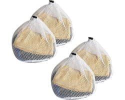 Allecto plus - Wasnetten set van 4 stuks (30 x 40 cm) voor wasmachine - waszak met trekkoord voor ondergoed, babykleding, blouse, sokken en beha.