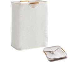 Waterdichte wasmand - Kleine opvouwbare wasmand - Met versterkte houten handgreep - 36L speelgoedwasmand - Opbergmand voor vuile was - Voor wasgoed, badkamer (lengte 40 cm) — afbeelding 1