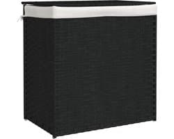 vidaXL - Wasmand - met - 2 - vakken - 53x35x57 - cm - poly - rattan - zwart