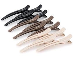 AIMIKE Professionele haarclips voor styling sectioning, 12 stuks antislip No-Trace Duck Billed haarclips met siliconen band, salon en thuis haarknipclips voor kapper, vrouwen, mannen - 4,3 inch lang