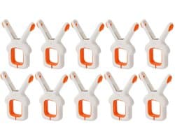 10-stuks Strandhanddoekclips - Wasknijperclips - Diefstalbestendige wasknijperclips - Ligstoelclips - Windbestendig - Geschikt voor binnen- en buitengebruik - Geschikt voor het drogen van handdoeken, kleding en beddengoed - Wit, oranje — afbeelding 1