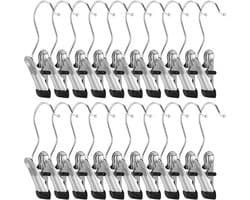 26x RVS Wasknijpers met Haak - 360° Draaibaar Antislip Klemmen voor Kleding en Schoenen