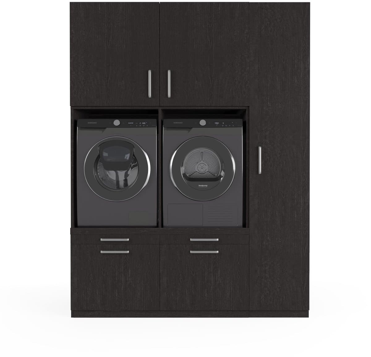 Wasophoogte® Wasmachine Kast Barcelona - Wasmachine verhoger - Wasmachine ombouw - 700(D)*1780(B)*2350(H) mm - Zwart — afbeelding 1