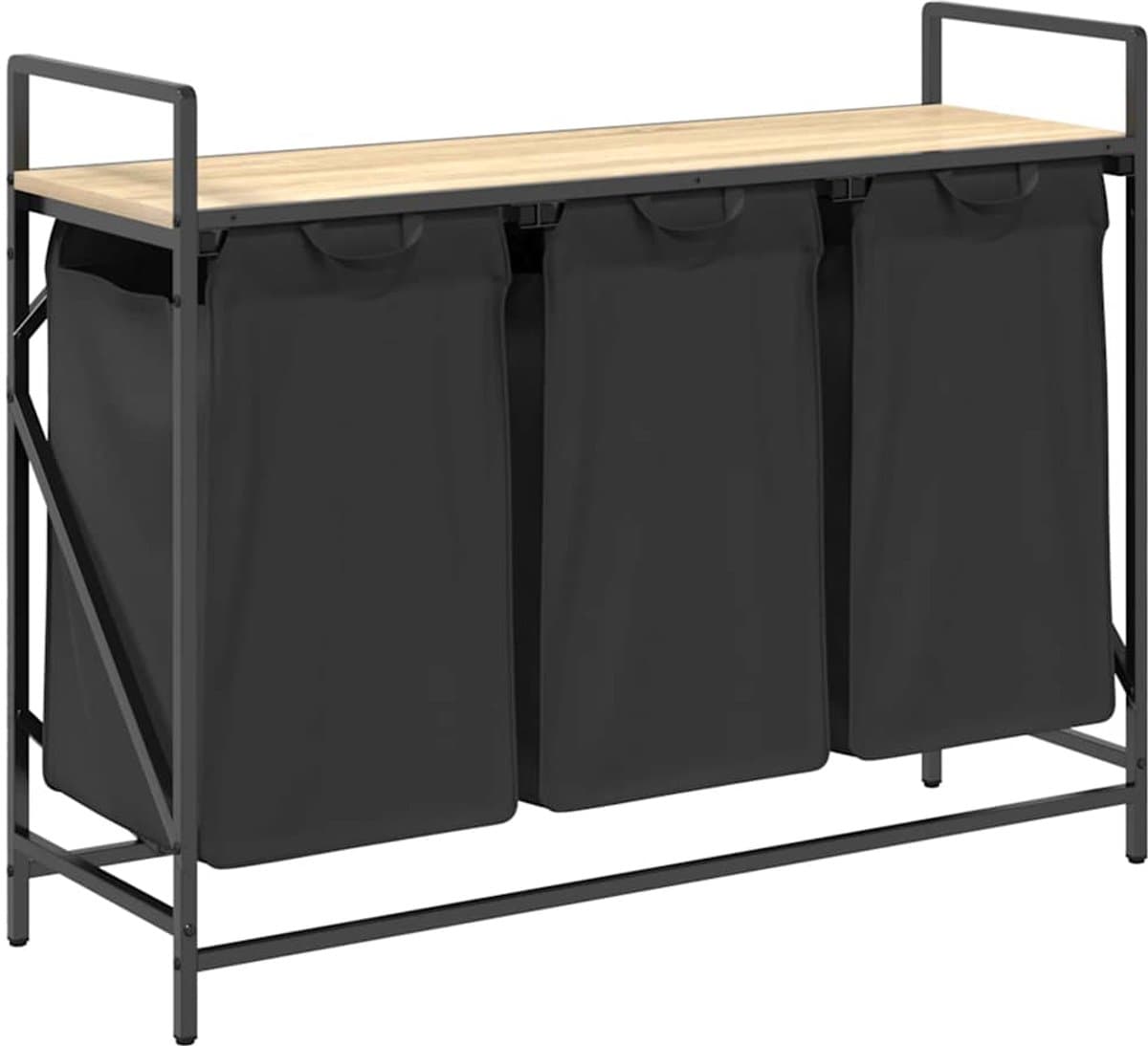 vidaXL - Wasmand - 3 - vakken - met - plank - sonoma - eikenkleurig — afbeelding 1