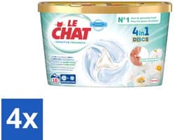 4 x Le Chat – Wascapsules – Sensitive Zachte Lentebloesem – 16 wasbeurten - Wascapsules - Gevoelige Huid - Hypoallergenisch - Zachte Geur - Sinaasappelbloesem