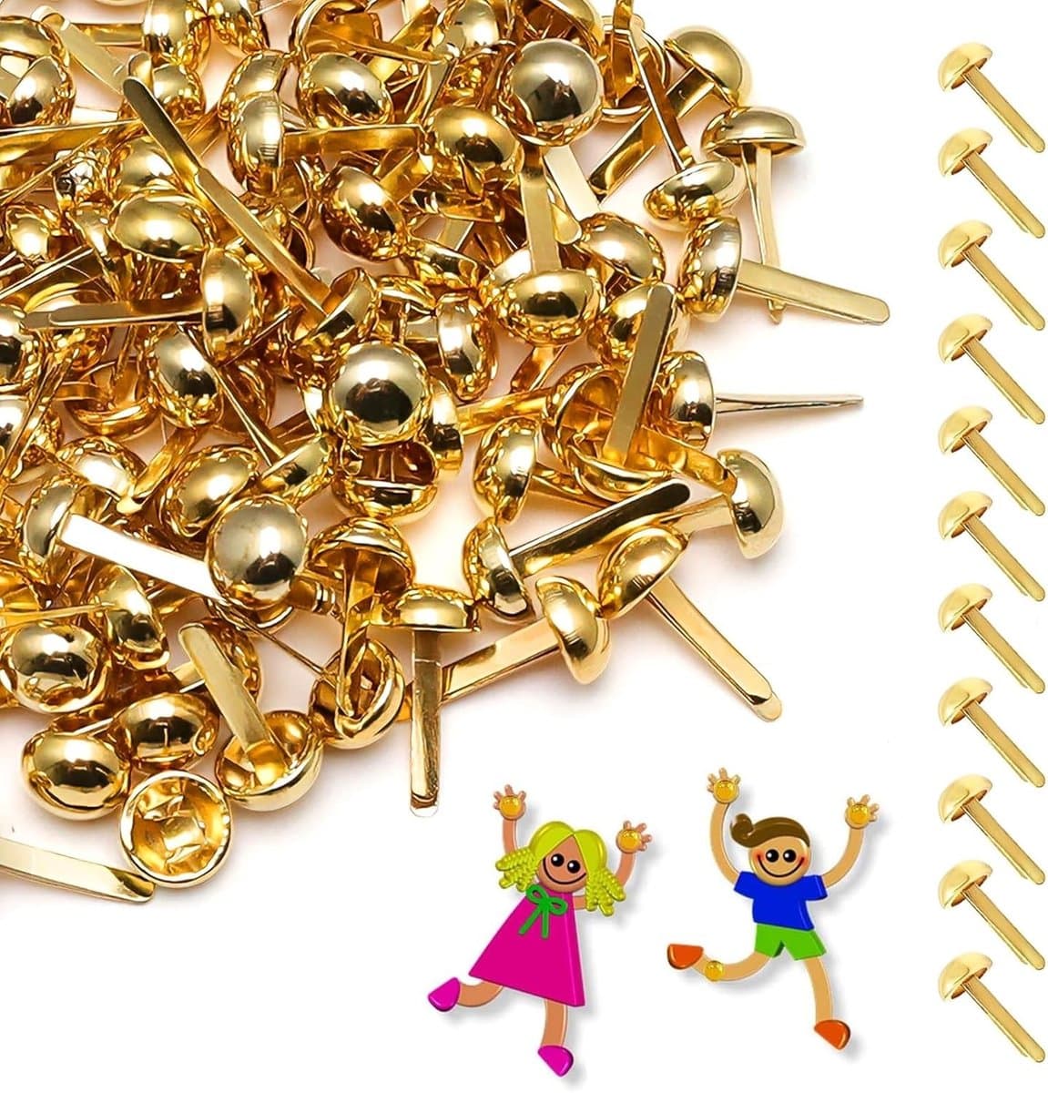 200 stuks gouden metalen ronde kopjes, 8 x 17 mm knijpers voor knutselen, documenten en foto's sorteren, eenvoudig te openen en sluiten — afbeelding 1