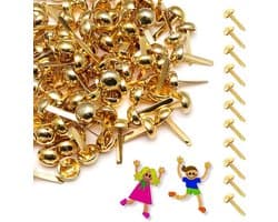 200 stuks gouden metalen ronde kopjes, 8 x 17 mm knijpers voor knutselen, documenten en foto's sorteren, eenvoudig te openen en sluiten