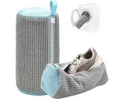 Waszak voor Schoenen voor de Wasmachine, Set van 2, Herbruikbaar met Rits, 360° Reiniging voor Sneakers en Alle Soorten Schoenen, Grijs