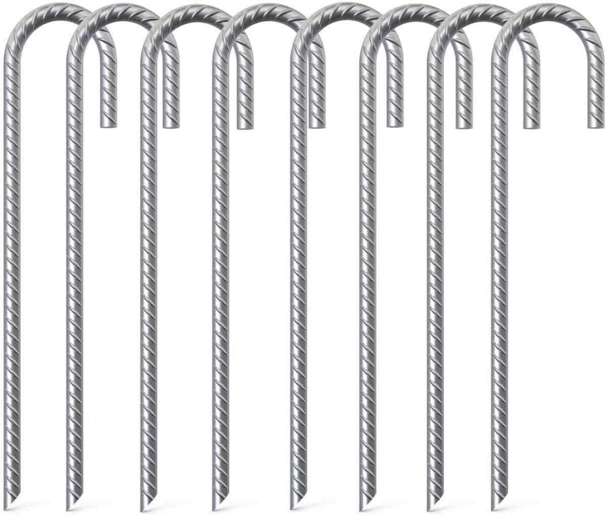 8 Stuks Zware Grondpinnen van 40 cm, Gegalvaniseerde Grondankers, Roestbestendige Stalen Haken voor Tent, Trampoline en Schaduwdoeken — afbeelding 1