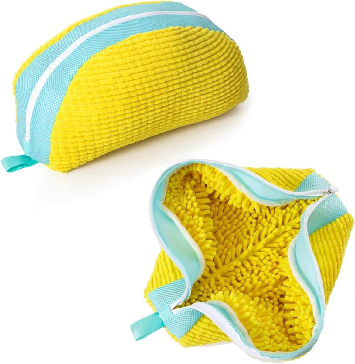 Shoe bag washing machine, 2 pieces laundry bags, chenille shoes, laundry bag, with zip and hanging cord, yellow, for - ShopVlot — afbeelding 1