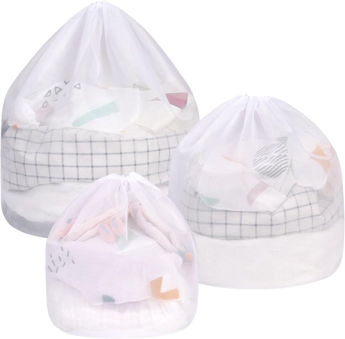 3-delige Waszak Set met Koord, Ideaal voor Fijne Was, Babykleding en Speelgoedopslag - Duurzaam en Geschikt voor Wasmachine — afbeelding 1