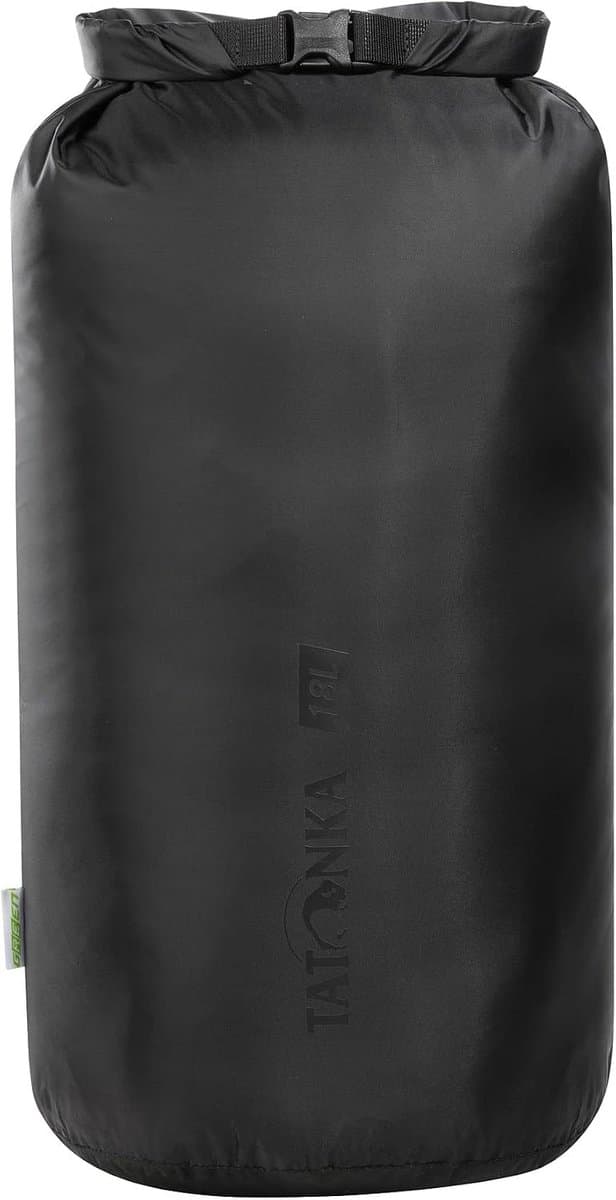 Rugzak Dry Sack, 18 liter, waterdichte pakzak met rolsluiting en steeksluiting, van gerecycled polyester, inhoud 18 liter, zwart — afbeelding 1