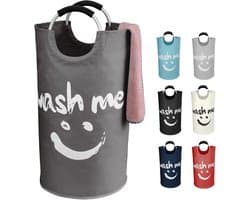 Vouwbare Wasmand met Handvat, Grote Smiley Gezicht Waszak van Oxford Stof, Ideaal voor Thuis, Reizen en Studentenhuis