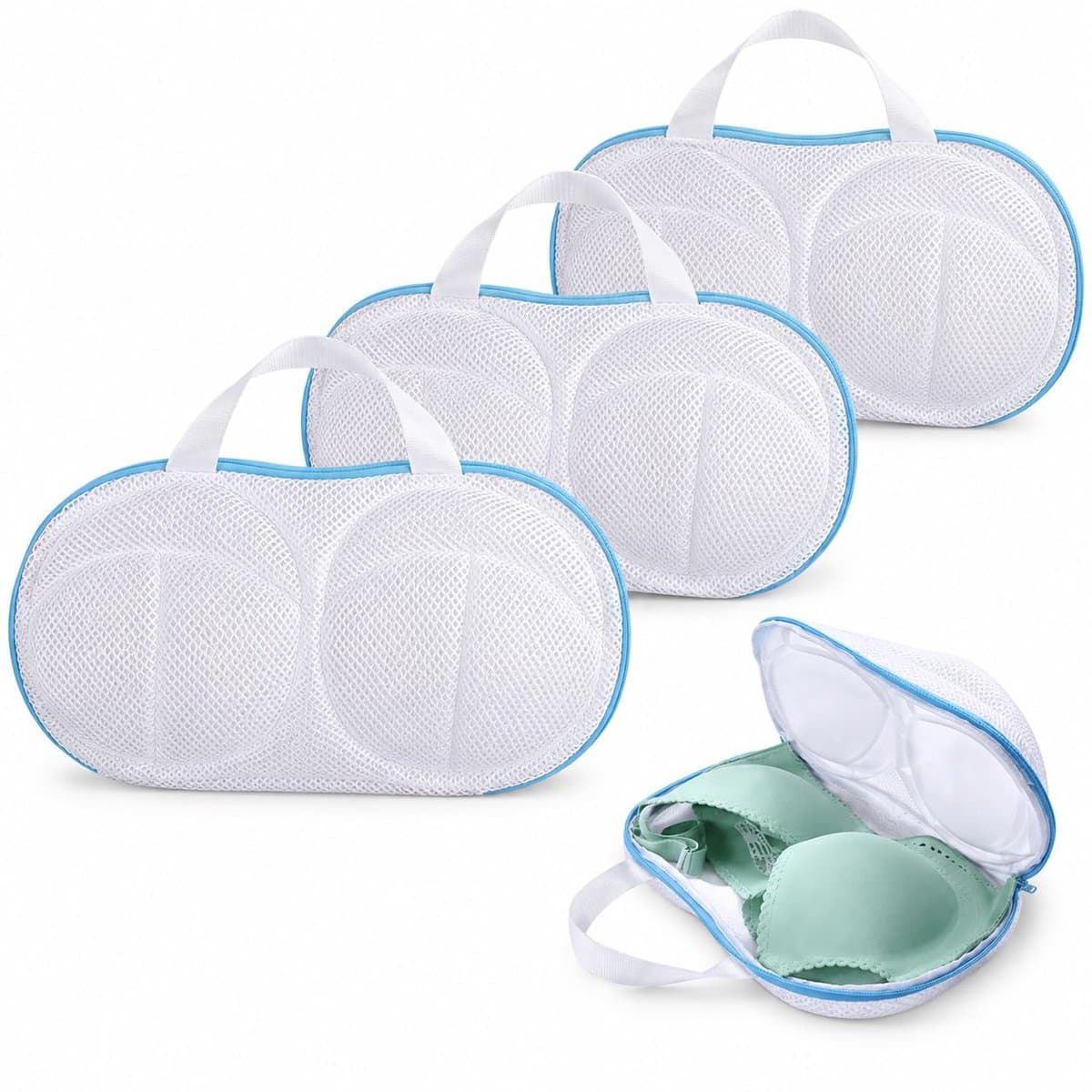 VHV - Bh waszakken - 4 stuks - 35 cm - Blauw - Anti-vervorming - Bh waszakje - Kledingzakjes - op reis — afbeelding 1