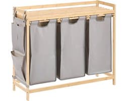 TOROTAL - Set van 3 wasmanden - Lichtbruin/Grijs - Bamboe