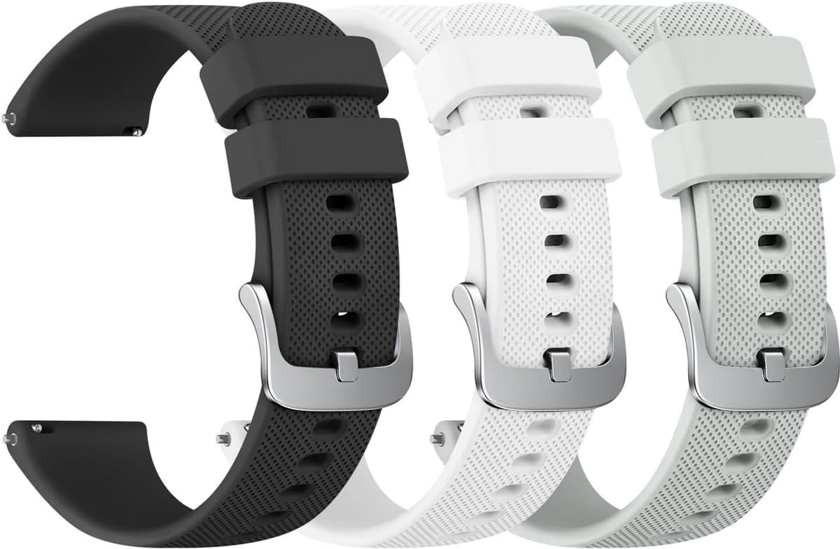 Wanme 3-delige armband voor Garmin Vivoactive 4S / Vivomove 3S / Venu 2S / Venu 3S, zachte siliconen armband voor Garmin Forerunner 265S / 255S — afbeelding 1