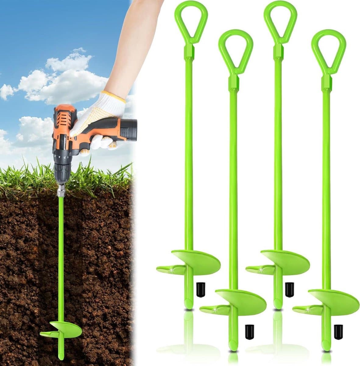 Grondanker hond 18 Inch - Zwaar Grondanker 4 Pack Swing Set Ankers - Camping Luifel Tent Ankers - Metalen Trampoline Anker Kit Adapter niet inbegrepen Grondanker hond — afbeelding 1