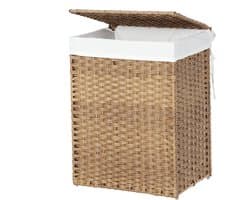 Handgeweven wasmand met deksel - Riet - Rechthoek - Gevlochten - 46x33x60cm